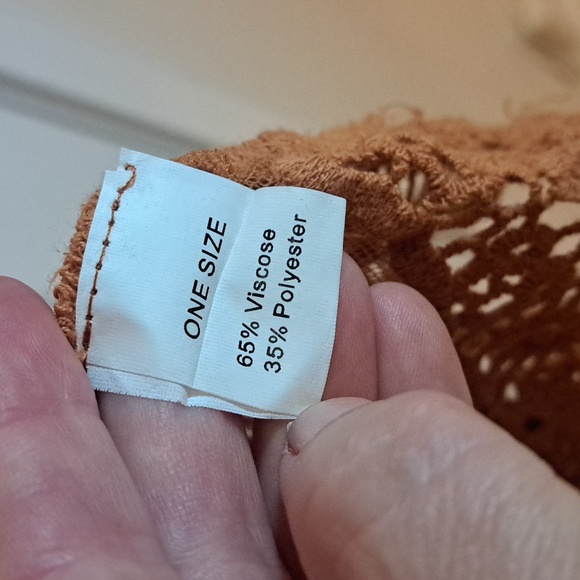 Women's Caramel Brown Lacey, Crochet Like Cardigan/cover. - Picture 6 of 7